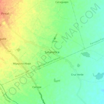 Mapa topográfico Sabanetica, altitud, relieve