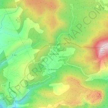 Mapa topográfico Les Ferrans, altitud, relieve