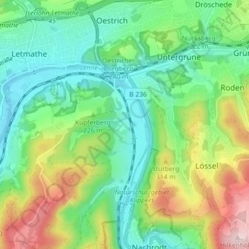 Mapa topográfico Stenglingsen, altitud, relieve