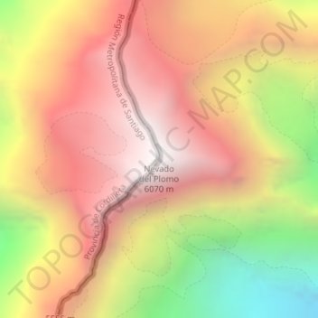 Mapa topográfico Nevado del Plomo, altitud, relieve
