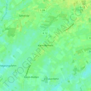 Mapa topográfico Klein-Remels, altitud, relieve
