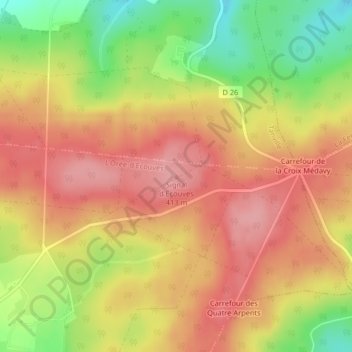 Mapa topográfico Signal d'Ecouves, altitud, relieve