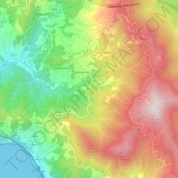 Mapa topográfico Tarì, altitud, relieve