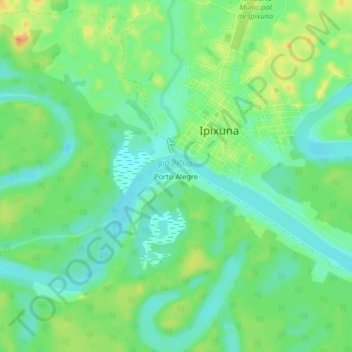 Mapa topográfico Porto Alegre, altitud, relieve