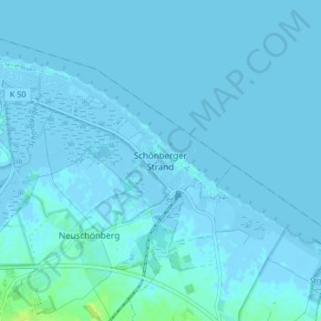 Mapa topográfico Schönberger Strand, altitud, relieve