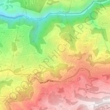 Mapa topográfico Beit Chabab, altitud, relieve