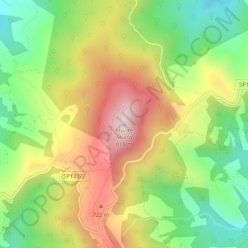 Mapa topográfico Monte Murlo, altitud, relieve