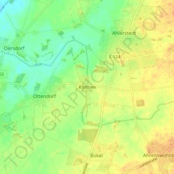 Mapa topográfico Klethen, altitud, relieve