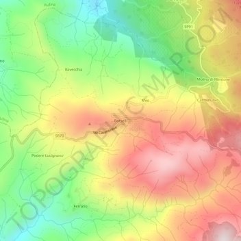 Mapa topográfico Borselli, altitud, relieve