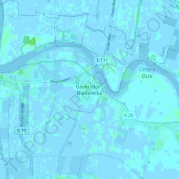 Mapa topográfico Geversdorf, Niederelbe, altitud, relieve