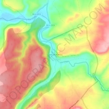 Mapa topográfico Pajares de Pedraza, altitud, relieve
