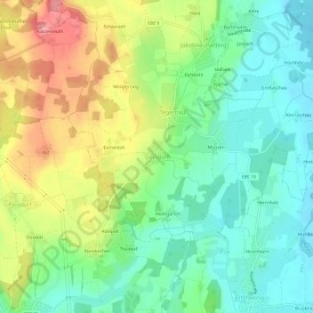 Mapa topográfico Gersdorf, altitud, relieve