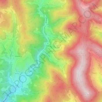 Mapa topográfico Elbenschwand, altitud, relieve