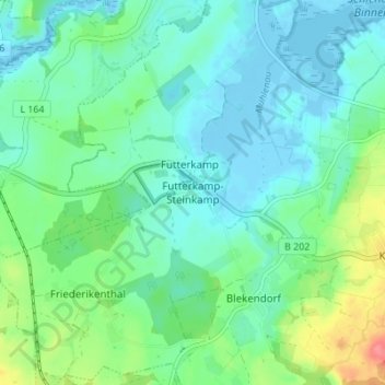 Mapa topográfico Futterkamp-Steinkamp, altitud, relieve