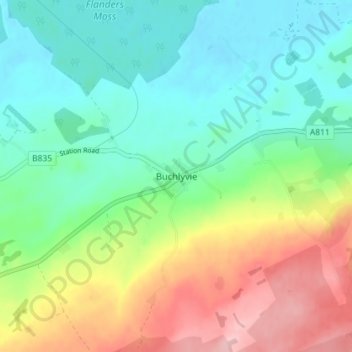 Mapa topográfico Buchlyvie, altitud, relieve