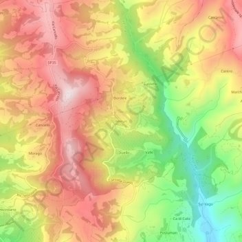 Mapa topográfico Moruri, altitud, relieve