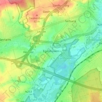 Mapa topográfico Egenhoven, altitud, relieve