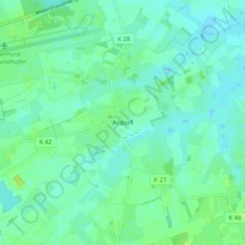 Mapa topográfico Ardorf, altitud, relieve
