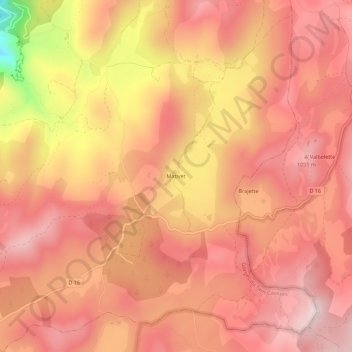 Mapa topográfico Mativet, altitud, relieve