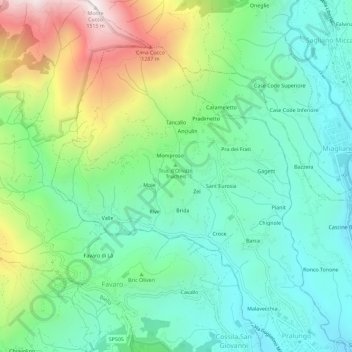 Mapa topográfico Trucheis, altitud, relieve