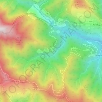 Mapa topográfico Cetta, altitud, relieve