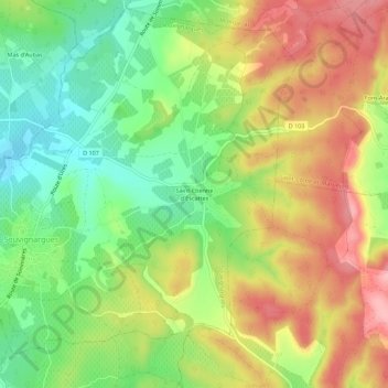 Mapa topográfico Saint-Etienne d'Escattes, altitud, relieve