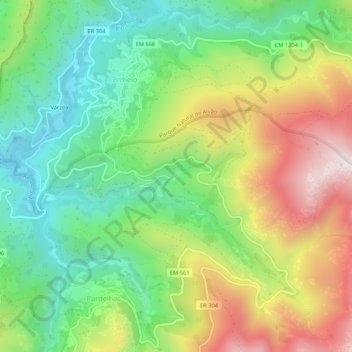 Mapa topográfico Ermêlo, altitud, relieve