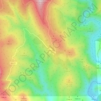 Mapa topográfico Palancares, altitud, relieve