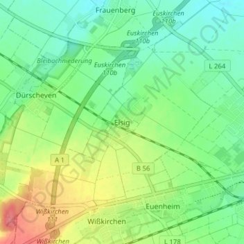 Mapa topográfico Elsig, altitud, relieve