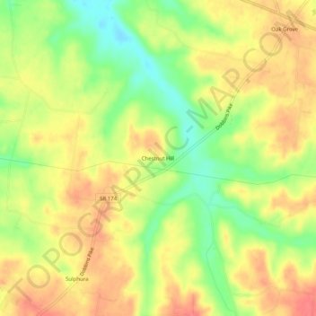 Mapa topográfico Chestnut Hill, altitud, relieve