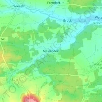 Mapa topográfico Meierndorf, altitud, relieve