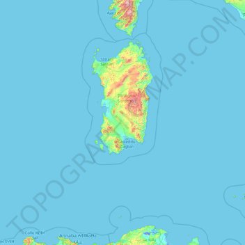 Mapa topográfico Sud Sardegna, altitud, relieve
