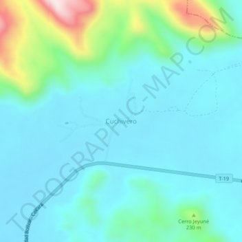 Mapa topográfico Cuchivero, altitud, relieve