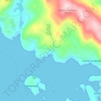 Mapa topográfico Carrigreich, altitud, relieve