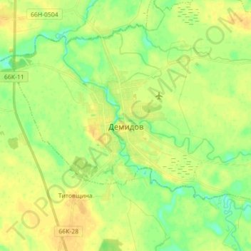 Mapa topográfico Демидов, altitud, relieve