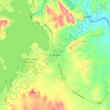 Mapa topográfico Embalse, altitud, relieve