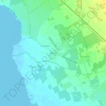 Mapa topográfico Mauran, altitud, relieve