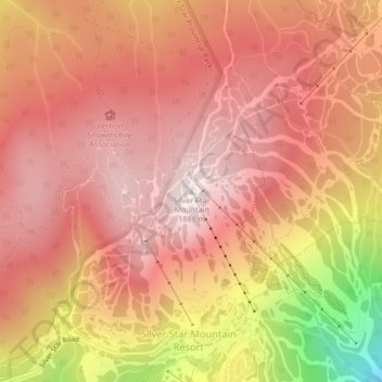 Mapa topográfico Silver Star Mountain, altitud, relieve