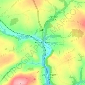 Mapa topográfico Wolf's Castle, altitud, relieve