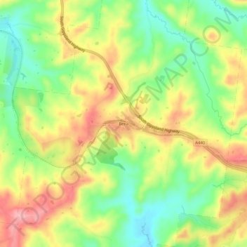 Mapa topográfico Bena, altitud, relieve