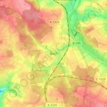Mapa topográfico Buch, altitud, relieve