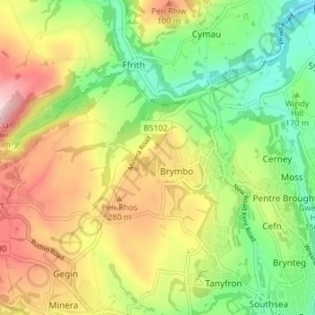 Mapa topográfico Mount Sion, altitud, relieve