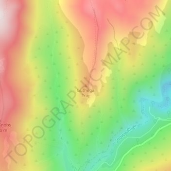 Mapa topográfico Guthega Trig, altitud, relieve