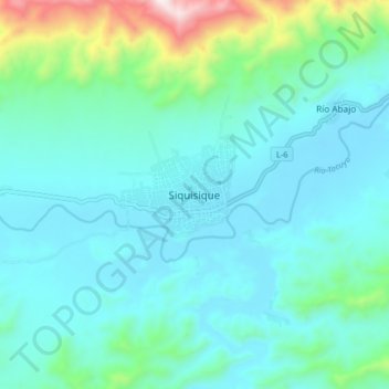 Mapa topográfico Siquisique, altitud, relieve