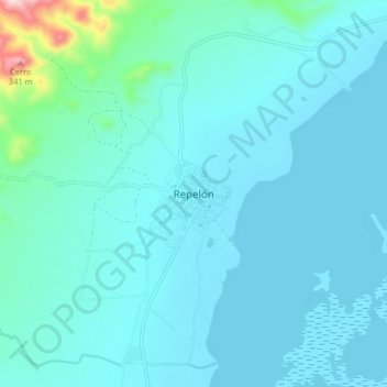 Mapa topográfico Repelón, altitud, relieve