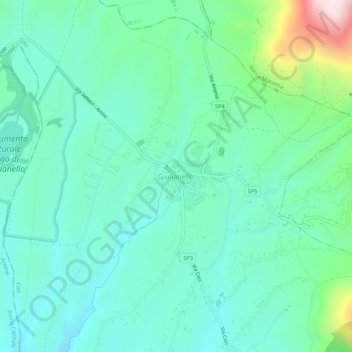 Mapa topográfico Giulianello, altitud, relieve