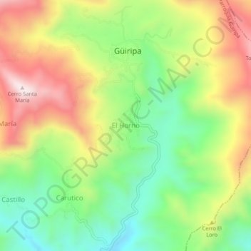 Mapa topográfico El Horno, altitud, relieve
