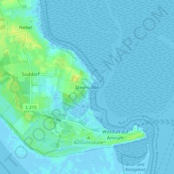 Mapa topográfico Steenodde, altitud, relieve