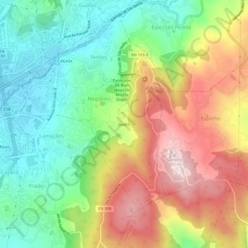 Mapa topográfico Dadim, altitud, relieve