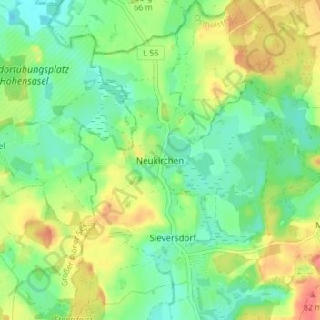 Mapa topográfico Neukirchen, altitud, relieve